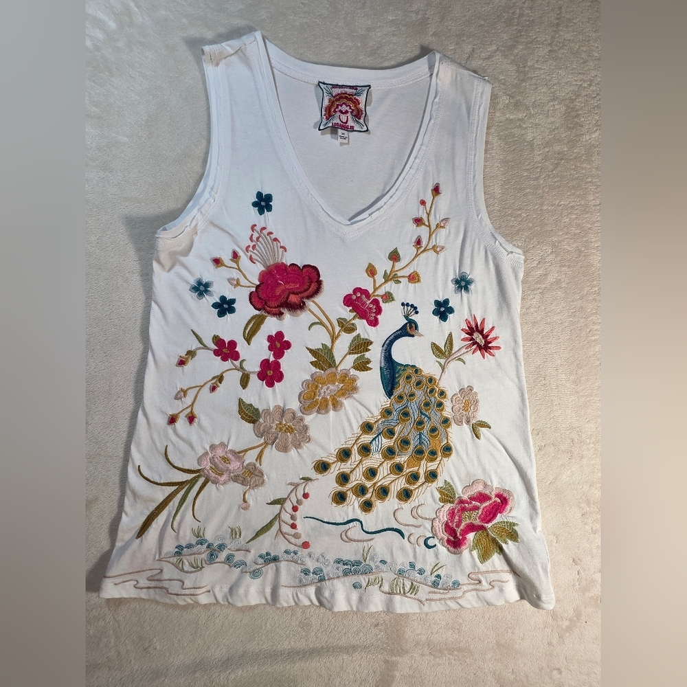 Johnny Was Multicolor Embroidered Tank Top